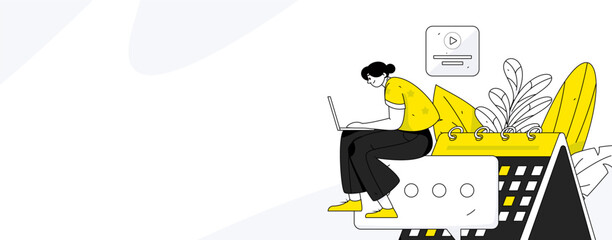 Business work characters flat vector concept operation hand drawn illustration