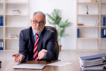 Old male employee working in the office