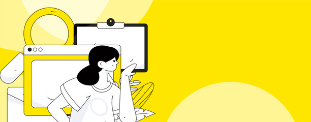 Business work characters flat vector concept operation hand drawn illustration