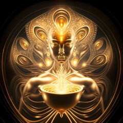 hyper detailed astral awakening universal martini energy healing spiritual astral enlightenment intricate details volumetric lighting kundalini energy gold golden colors 