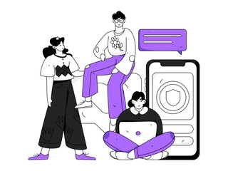 Business work characters flat vector concept operation hand drawn illustration