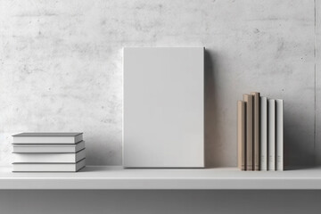 Ai generated A blank book cover mockup on a library shelf. - Powered by Adobe