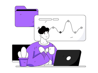 Business work characters flat vector concept operation hand drawn illustration