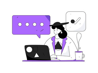 Business work characters flat vector concept operation hand drawn illustration