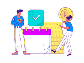 Business work characters flat vector concept operation hand drawn illustration