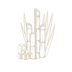 Sugarcane Line art Cartoon Illustration Logo - obrazy, fototapety, plakaty