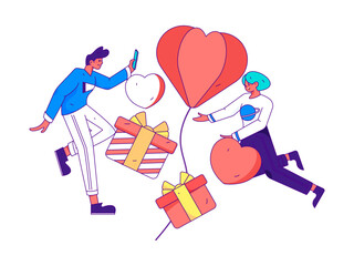 Happy Valentine's Day flat character vector concept business hand drawn illustration