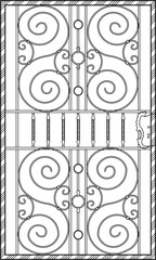 Sketch vector illustration of an old classic vintage iron fence door design