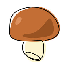 mushroom in one continuous single line drawing style. graphic vector.