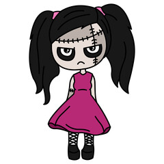Fototapeta premium Cute halloween style girl character avatar design for decoration