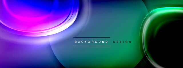 Circles lines and bubbles on bright glowing effect gradient with light and shadow effects. Dynamic interplay of light, shadow and depth. Futuristic and rhythmic technology design