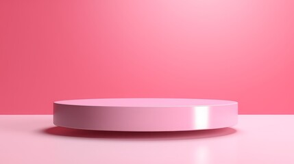 Background pink podium 3d product platform stand display stage scene. Pedestal podium abstract pink light studio background minimal geometric backdrop modern wall interior template. Generative AI