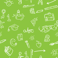 Abstract back to school and education concept vector illustration pattern and seamless colorful line art.