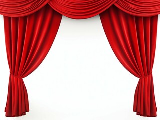 Red Theatre Curtain Displayed Isolated on White Background. Generative ai