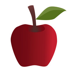 illustration vector graphic of a red apple, with a single leave