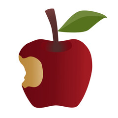Isolated bitten red apple on a white background, Vector illustration 