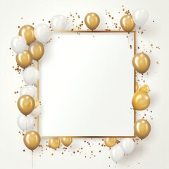 Golden Balloon Frame Elegant Celebration Essentials for Retirement, Birthday, and Graduation Events. Ideal for Custom Invitation Card Designs and Personalized Templates.