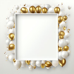 Fototapeta na wymiar Golden Balloon Frame Elegant Celebration Essentials for Retirement, Birthday, and Graduation Events. Ideal for Custom Invitation Card Designs and Personalized Templates.