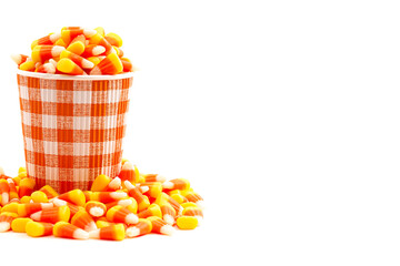Coffee Cup with Candy Corn Latte Isolated on a White Background
