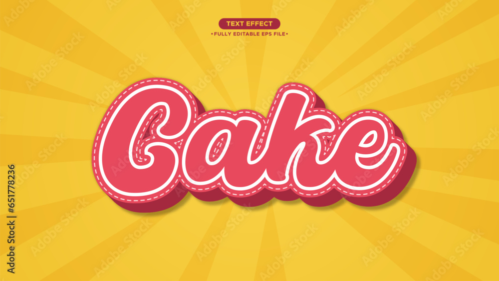 Poster Cake Logotype Vector Text Effect. Pink main text color. Editable font and text