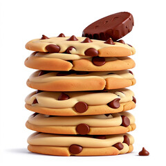 Stack of cookies with delicious chocolate topping 1