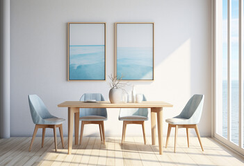 a dining room setting with  chairs
