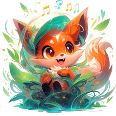 endearing depiction of a vibrant fox japanese cute manga style