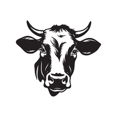 cow head logo silhouette vector