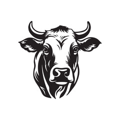 cow head logo silhouette vector