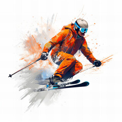 skier man in the mountains making tricks - obrazy, fototapety, plakaty