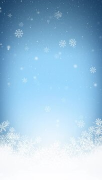 Crystals of falling snow. light blue Christmas background. loop video.(062)