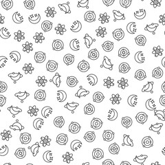 Different Celestial Bodies Various Planets in Universe Seamless Pattern. Perfect for web sites, postcards, wrappers, stores, shops