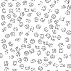 Brackets in Gear, Suitcase Seamless Pattern. Perfect for web sites, postcards, wrappers, stores, shops
