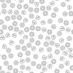 Medical Cross, Pulse Seamless Pattern. Perfect for web sites, postcards, wrappers, stores, shops