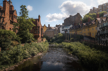 Fototapeta na wymiar Dean Village in Edinburgh on a beautiful sunny day. 
