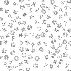 Wheelchair, Cross, Clinic Seamless Pattern. Perfect for web sites, postcards, wrappers, stores, shops
