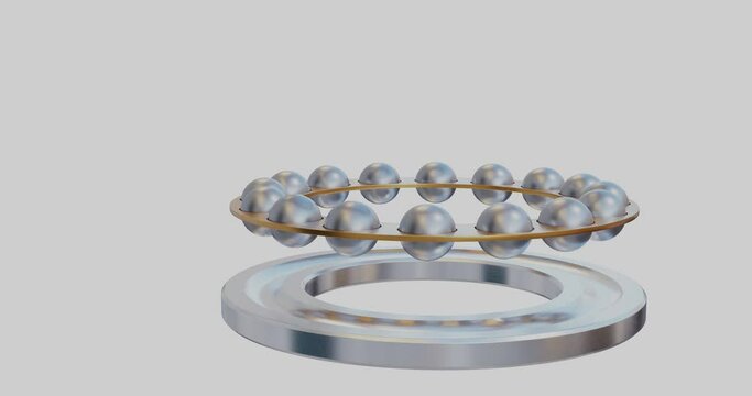 3D animations of the assembly and disassembly of a thrust ball bearing. 