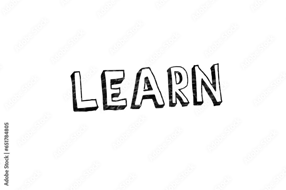 Poster digital png illustration of learn text on transparent background