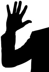 Digital png illustration of silhouette of hand on transparent background