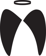 Digital png illustration of black wings and halo on transparent background