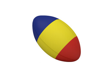 Digital png illustration of colourful rugby ball on transparent background