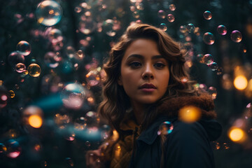 portrait of a woman with bubbles