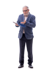 Old businessman isolated on white