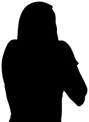 Digital png illustration of silhouette of woman holding hands on her face on transparent background