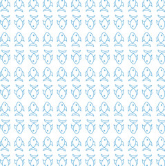 Digital png illustration of blue pattern of repeated fish on transparent background