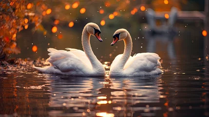 Foto op Aluminium two swans on the lake © reddish