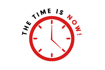 Digital png illustration of the time is now text with clock on transparent background