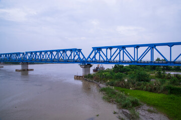 Dhaka to Bhanga railway  Steel structure Rail Bridge Over the Arialkha River in Bangladesh