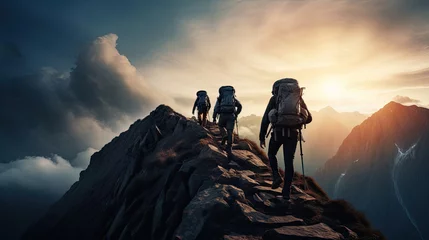  Step by step, they conquered the height, Scaling the mountain, bathed in the sunlight. Their perseverance led them to the top, where a breathtaking view awaited © Sasint