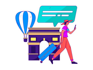 Holiday travel travel characters internet background vector hand drawn illustration
